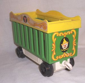 Vintage Fisher Price Toys Circus Train Green Cage Car Giraffe Litho