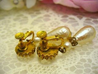 Large Miriam Haskell Baroque Pearl Drop Earrings