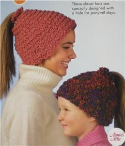 Ponytail Hats Annies Crochet Scrap Pattern Instructions