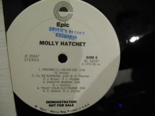 Molly Hatchett Self Titled Rock LP on White Label Promo Epic Je 35347