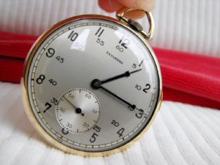 1900s Tavannes 10K GF Swiss Pocket Watch 17J 306 A C Nielsen Co Runs
