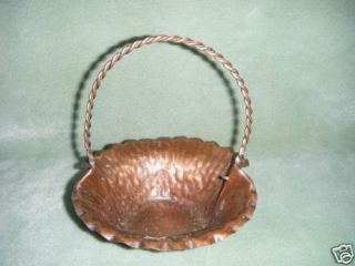 Gregorian USA Hammered Copper Basket w Spiral Handle