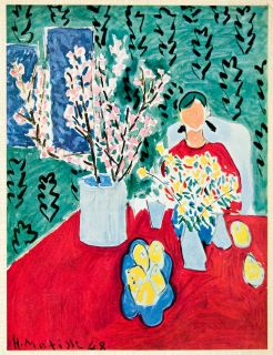  Portrait Woman Green Wall Henri Matisse Still Life Plum Branch Table