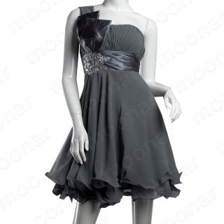 Grey Prom Gown Mini Short Bridesmaid Dress Evening Party Cocktail Plus