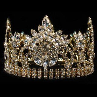 Girls Gold Full Round Pageant Quinceanera Communion Crown