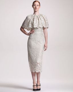 Dolce & Gabbana Lace Capelet Midi Dress   