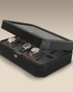 Wolf Designs 10 Piece Watch Box with Glass Lid   