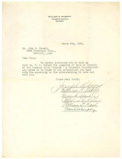  Henry M Leland Document Signed
