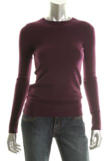 Hayden New Purple Cashmere Ribbed Trim Crewneck Long Sleeve Pullover