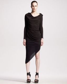 HELMUT Kinetic Jersey Asymmetric Cowl Tee & Angle Skirt   Neiman