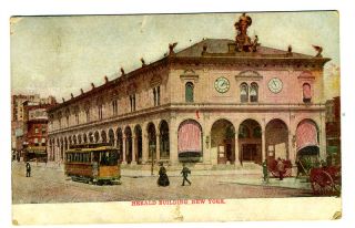 Herald Building Postcard New York City 1906 Trolley Car Criesman Texas