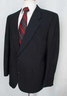 Hart Schaffner Marx Suit Navy Blue Pinstripe Wool 43L 34W Perfect