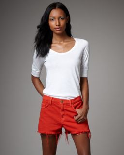 Current/Elliott Destroyed Cut Off Shorts, Cayenne   