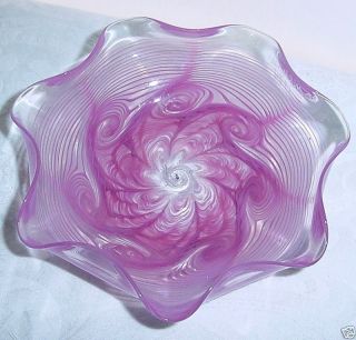 Amazing INTRICATE Designs SIGNED GROSSMAN Glass SCULPTURAL BOWL 1980s