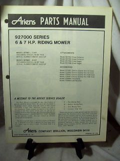ariens 927000 series riding mower parts manual 6 7 hp