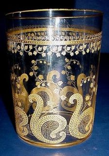 SEVEN ANTIQUE FRENCH SAINT LOUIS CRYSTAL ETCHED & GOLD INLAID DRINKING