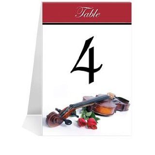 Wedding Table Number Cards   Violin Red Roses #1 Thru #27