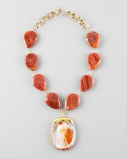 Devon Leigh Orange Fire Agate Necklace   
