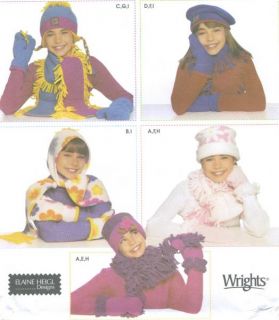 fleece hats scarves mittens sewing accessory pattern flower fringe