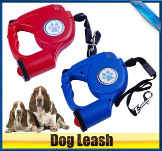New 15ft Automatic Retractable Pet Dog Leash with LED Light Red Blue