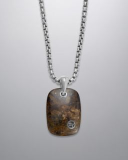 N1WH2 David Yurman Exotic Stone Tablet Necklace, Bronzite, 22L
