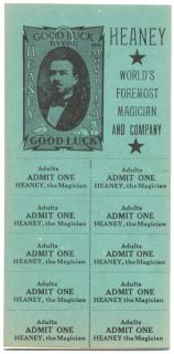 Heaney Tickets 1920’s World’s Famous Magic Magician