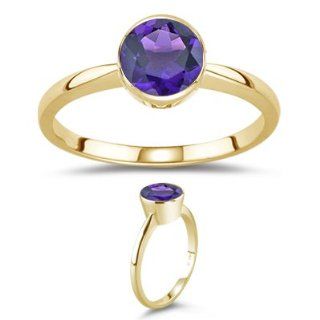  Amethyst Solitaire Ring in 14K Yellow Gold 3.0 Jewelry 