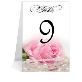 Wedding Table Number Cards   Pink Rose n Pearls #1 Thru