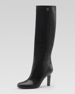 Gucci Pull On Leather High Heel Boot   