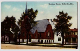 Old Hicksville Ohio Postcard Church Defiance County