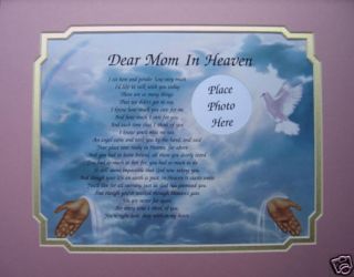 Dear Mom in Heaven Memorial Poem Gift Loss of Loved One