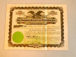 1904 COLORADO HINSDALE TUNNEL & REDUCTION CO STOCK CERTIFICATE 1400