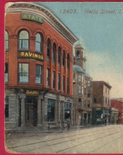 1914 Laurium MI Hecla Street Scene Postcard Houghton County Michigan