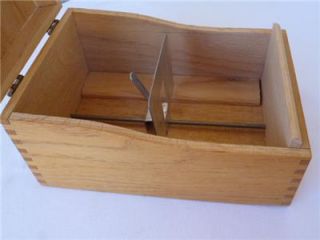 Vintage Wooden File Box Large Dovetailed Oak Recipe Drawer Library