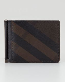 Smoked Check Leather Money Clip Wallet