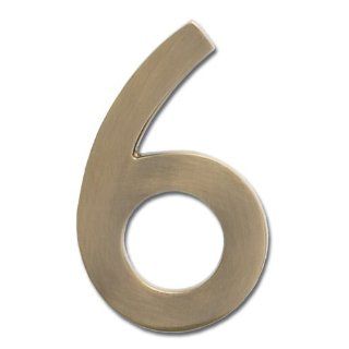  Cast Brass 5 Inch Floating House Number 6, Satin Nickel   