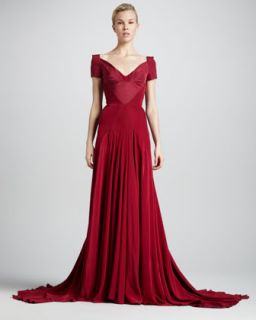 Off the Shoulder Sweetheart Neck Gown, Tuscan Red
