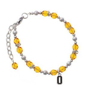 Black Number   0 Yellow Czech Glass Beaded Charm Bracelet [Jewelry
