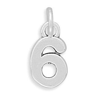 Sterling Silver Charm Pendant Number 6 Six Jewelry 
