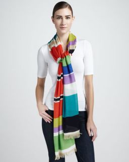 D0FZR kate spade new york picnic striped silk scarf, multicolor