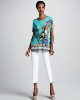 Etro Floral Print Knit Tunic & Cropped Ankle Pants   