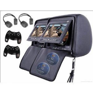 2X 7 inch Car Headrest DVD Player Radio TV Monitor Headphones Game