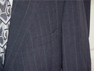 420 Sharp Macys Hardwick Navy Blue Pinstripe Business Suit Sz 46 R