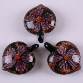 Murano Lampwork Glass Flower Butterfly Pendant Bead 1pc