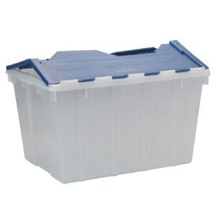 United Solutions 13 Gallon Flip Lid Storage Tote, White with Blue Lid