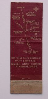 1950s Matchbook Country Fare Luncheon Hingham MA MB