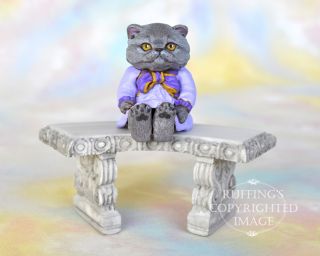 Heather, Original One of a kind Dollhouse sized Blue Persian Cat by
