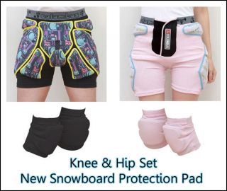 New Black Ski Snowboard Hip Knee Protective Gear Snow Protection Set