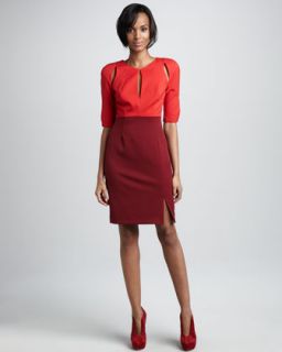 Kay Unger New York 3/4 Sleeve Colorblock Dress   