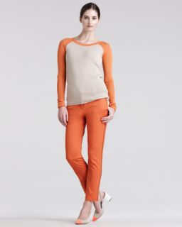 Reed Krakoff Thermal Baseball Sweater & Skinny Compact Canvas Pants